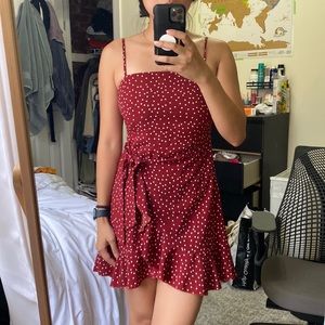 [SOLD] Princess Polly satin mini dress red polka dots